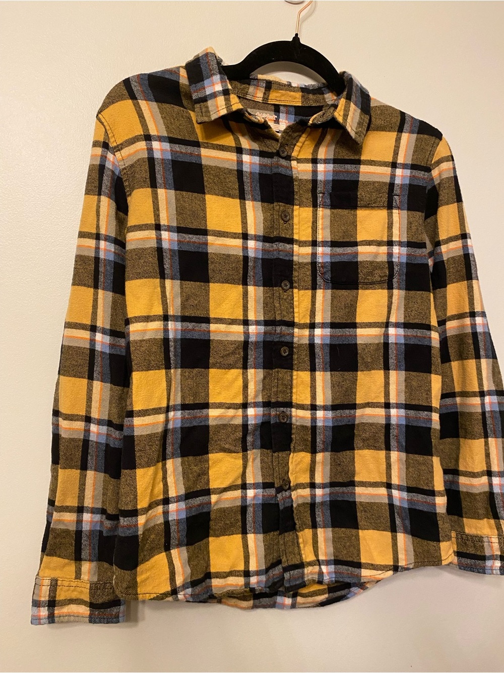 Cat & Jack Yellow and Black Plaid Button-Down Shirt